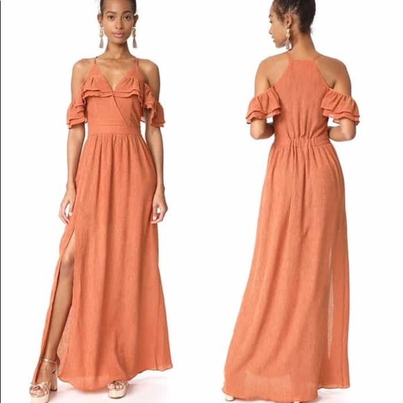 Anthropologie Dresses & Skirts - Anthropologie Chloe Oliver Uptown Maxi Saffron Cold Shoulder Dress